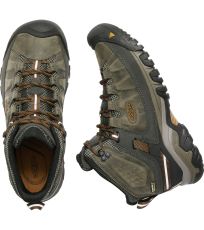 Pánske vysoké trekové kožené topánky TARGHEE III MID WP WIDE MEN KEEN black olive/golden brown