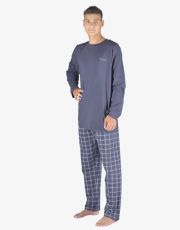 Pánske dlhé pyžamo 79149P GINA tm. popol sv. šedá