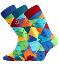 Pánske trendy ponožky - 3 páry Dikarus Lonka káro / mix A